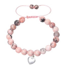 Strength Natural Stone Bracelet, Inspirational Birthday Gifts for Girls, Pink Zebra Anxiety Healing Crystals Bracelet for Daughter Teenage Granddaughter Sister Niece with Encouragement Card