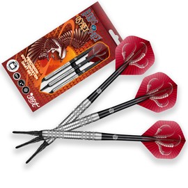 Shot! Darts Soft Tip, Birds of Prey Osprey (18g), 90% Tungsten Barrel, Center weighted, Handcrafted Professional Dart Set & Flights Made in New Zealand, Plastic Tip for Electronic Dartboard