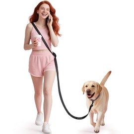 Hands Free Dog Leash, Multifunctional Crossbody Rope 8.2ft with Explosion-Proof Handle and Adjustable Training Hands Free Leash for Medium Dog