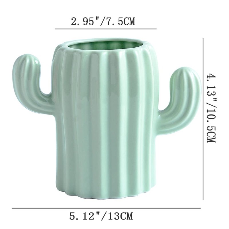 Maxramic Ceramic Cute Cactus Toothbrush Holders for Bathroom Countertop Organizer