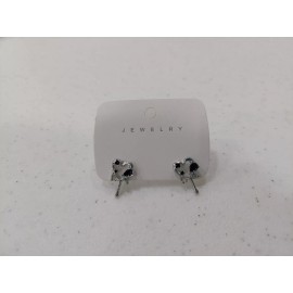 Unbranded NEW Black Silver Toned Heart Drip Drop Earring Studs Korean Design Jewelry Pair