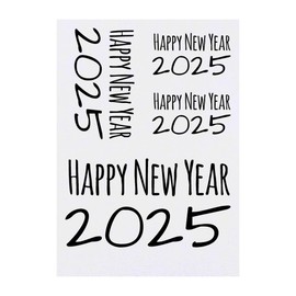 Azeeda 4 x 'Frohes neues Jahr 2025' Temporäre Tattoos - Wasserfest, Hautfreundlich & Ungiftig · Transfers in Verschiedenen Größen (TO00080770)