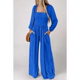Dokotoo - Overol holgado casual para mujer, de una pieza, sin mangas, pierna ancha, pantalón largo con bolsillos, Azul oscuro, X-Large