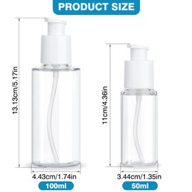 KREMORV Travel Pump Bottle 2pcs Cosmetic Pump Container Refillable Clear Lotion Bottles for Cream and Pure Essential Oils to Travel and Bathroom