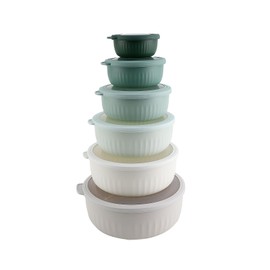 COOK WITH COLOR Prep Bowls with Lids- Wide and Deep Nesting Plastic Small Mixing Bowl Set with Lids, 12 Piece Set - Wide Bowls, Green