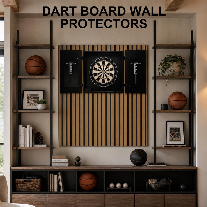 TEHAUX Felt Dart Board Wall Protector, Wood Grain Foldable Square