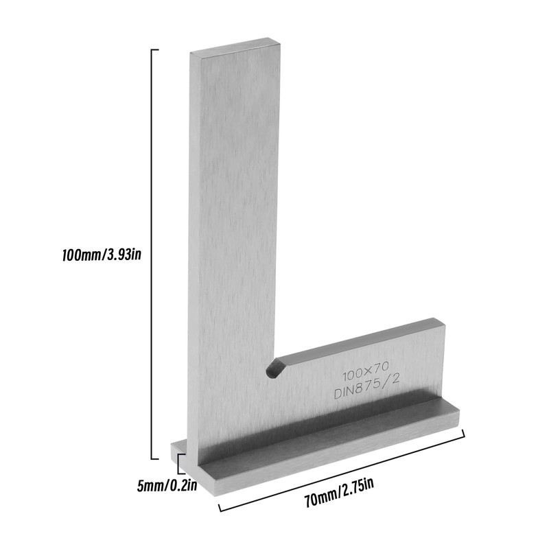 EMSea DIN875/2 Precision Machinist Square Ruler Carbon Steel Angle Ruler