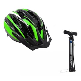 Windsor Casco De Bicicleta Unisex + Bomba Para Bicicleta Color Verde Talla 54/58