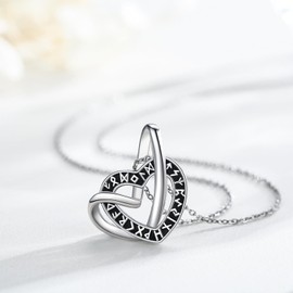 Heart Necklace for Women 925 Sterling Silver Symbols Heart Necklace as Unique Gifts for Women, Adjustable Length Necklace For Women