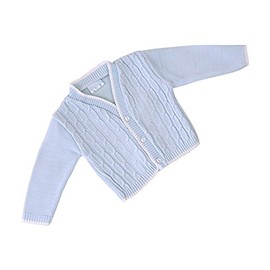 BabyPrem Baby Boy's Cardigan Acrylic V-Neck Long Sleeve Blue Cable Knit 6-12 Months