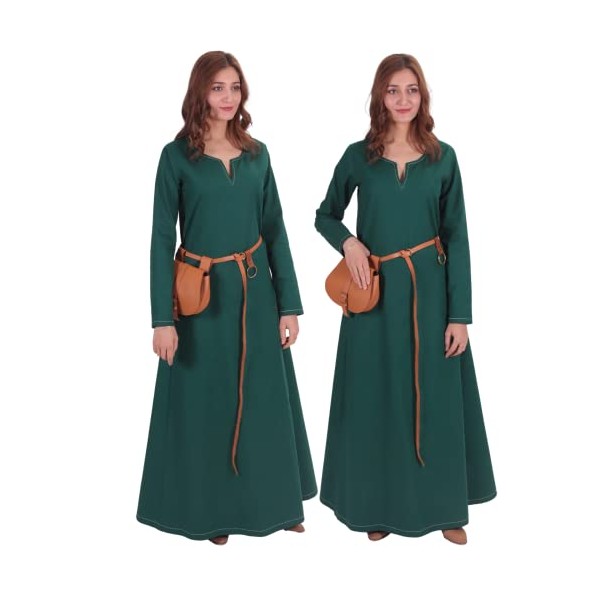byCalvina Costumes Freya Viking Medieval Women Dress Made in Turkey,Frst.Grn-S