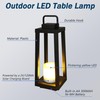 DANCYHOME H16 Modern Outdoor Solar Lantern Black Metal Frame with