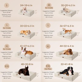 EHEYCIGA Orthopedic Dog Bed for Small Dogs, Waterproof Memory Foam Small Dog Beds with Sides, Non-Slip Bottom and Egg-Crate Foam Medium Pet Couch Bed with Washable Removable Cover, Beige