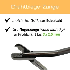 Instrumentezentrum Malotky Wire Bending Pliers, 21 cm, Technician Pliers, Temple Bending Pliers, Three-Finger Pliers