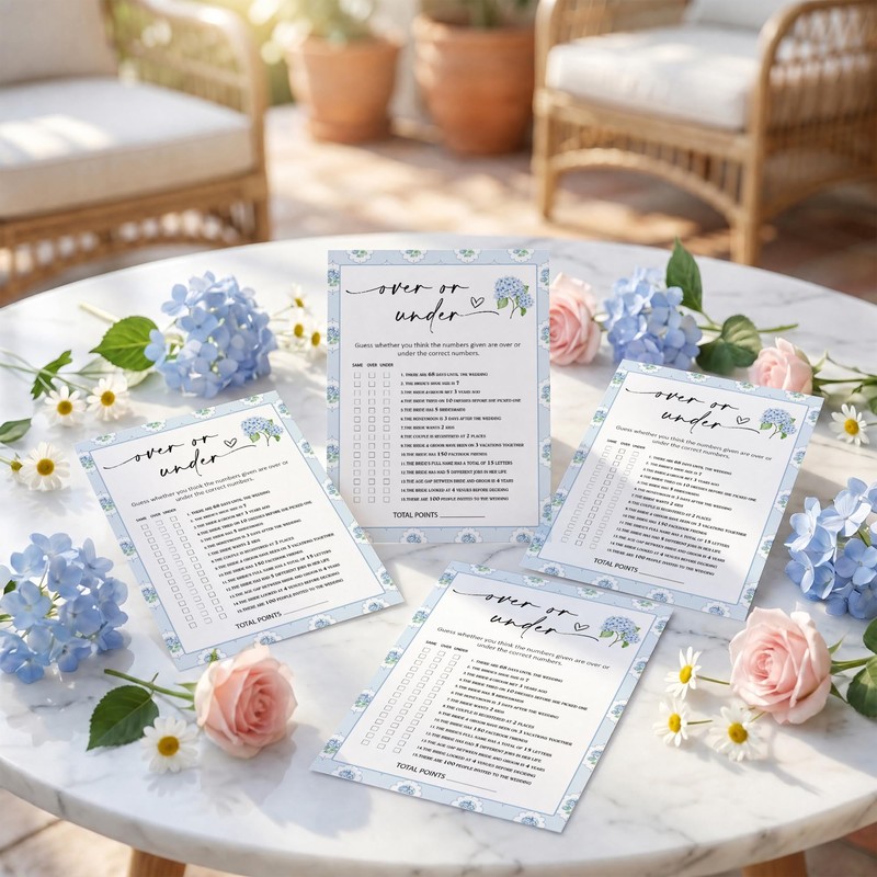 Over or Under Bridal Shower Games Cards, 25 Count 5x7