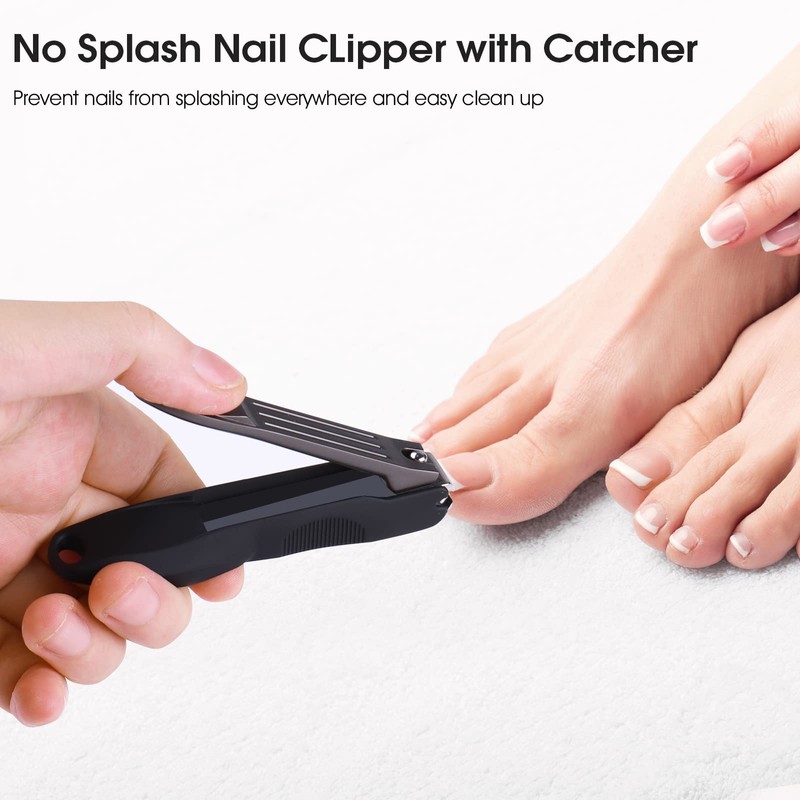 GLAMFIELDS Nail Clippers with No Splash Storage Box, Large Fingernail