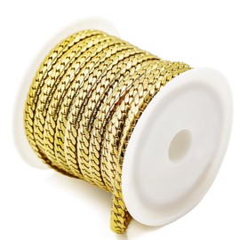 UniCrena Gold 3mm Cuban Link Chain - 10ft Stainless Steel Necklace Bracelet Chain for Jewelry Making Men Women