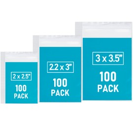 Small Plastic Bags, 300 PCS Mini Baggies, 3 Assorted Sizes, Transparent Jewelry Bag Reclosable, Clear Bag, Resealable Poly Bags for Pill, Beads, Screws, Packaging