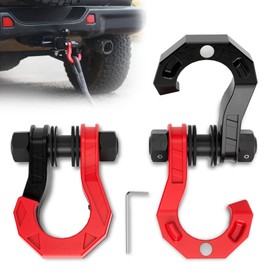 AMBULL D Ring Shackles 3/4" Split Shackles, 44,000lbs Break Strength Towing Winch Shackles, Heavy Duty Shackles with 7/8" Screw Pin for Tow Strap Winch Off Road Vehicle Recovery, (2pack) BlackRed