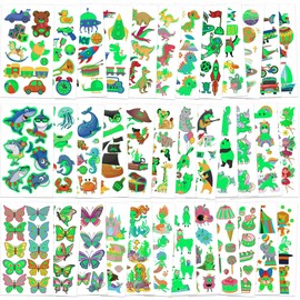 243PCS Christmas Tattoos, 12Sheets Christmas Party Favors, Luminious Xmas Tattoos Stocking Stuff, Xmas Stickers, Bulk Xmas Holiday Ugly Sweater Party Supplies Accessories Candy