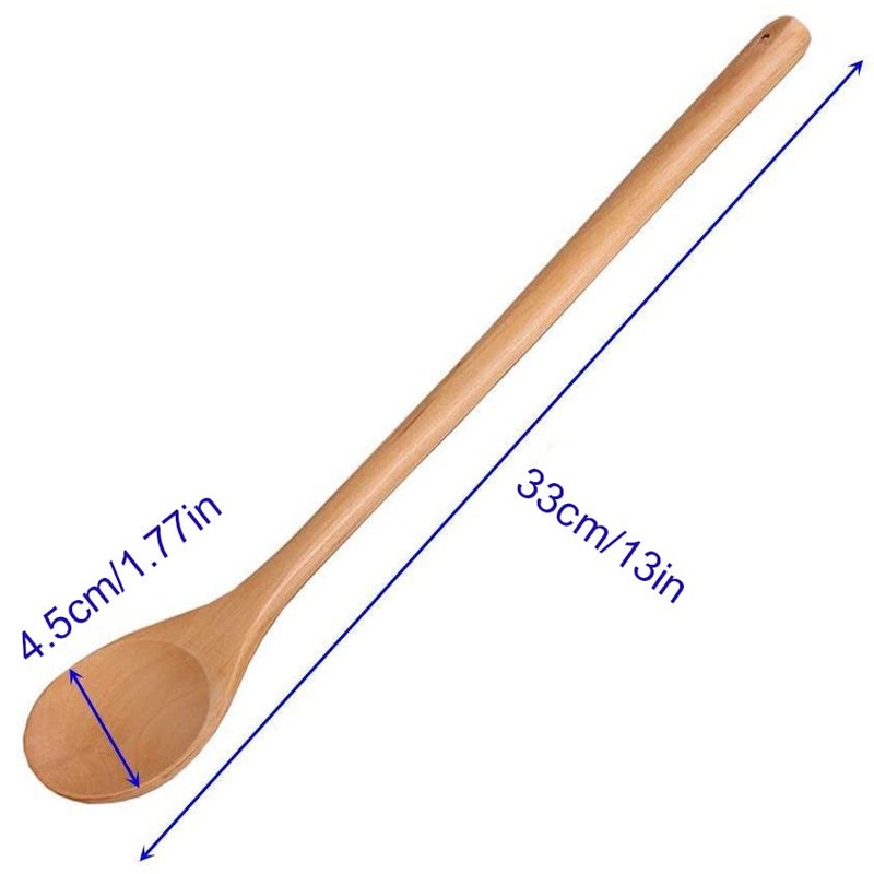Long Handle Wooden Spoon Cooking Mixing Stirring Multi-Purpose Spoon 13inch-