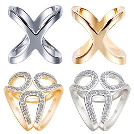 Pack of 4 Scarf Rings, Golden Scarf Buckle, Fashionable Scarf Clips, Scarf Closure Ring, Neckerchief Clip, Metal Scarves Buckle, Scarf Ring Clip, Used for Women's Scarves and Silk Scarves, Zinc, No