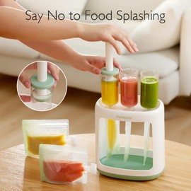 Momcozy Squeeze Station for Homemade Baby Food,Pouch Filling Station for Puree Food for Babies&Toddlers,No Food Splashing,Dishwasher Safe,BPA-Free,with Reusable Bags