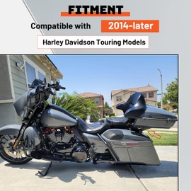 ECOTRIC Black Detachable 2 Two Up Tour Pak Pack Mounting Luggage Rack Compatible with Harley Touring Road King Street Glide Road Glide 2014-up