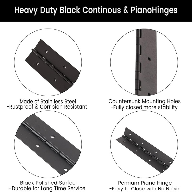 EYSOLD 2PCS Continuous & Piano Hinges,18-Inch Heavy Duty Stainless Steel
