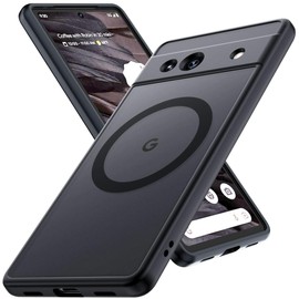 【MagSafe Compatible・Zero Fingerprints】Google Pixel 7A Case with Built-in Magnet [With Strap Hole] [Soft Silica Gel Bumper] Semi-transparent US Military MIL Standard Shock-resistant Wireless Charging