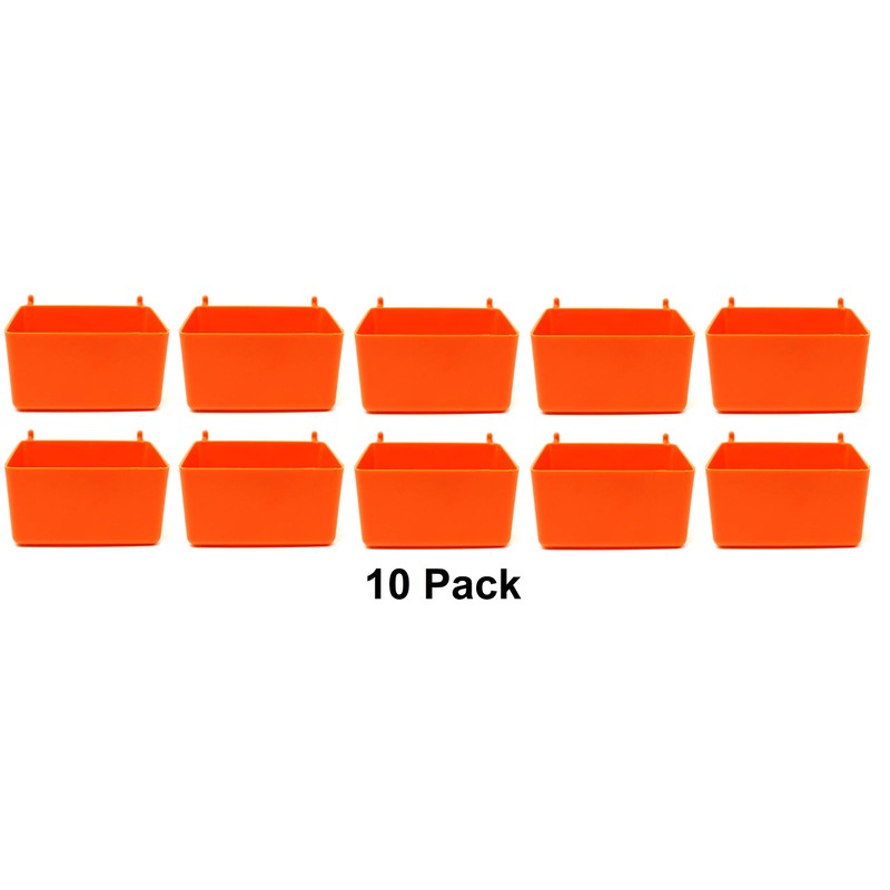 JSP Manufacturing Small Plastic Orange Pegboard Storage/Part Bins (10)