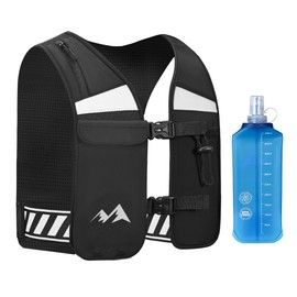 Hydration Running Vest - Lightweight 8oz Vest with 500ml Soft Flask, Waterproof Phone Pocket, Reflective Safety & Adjustable Chest & Waist Straps - for Women & Men, Ideal for Marathons & Trails