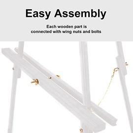 Falling in Art 65" A-Frame Tripod Easel Stand, Wooden Display Easel with Adjustable Canvas Holder, Floor Easel for Wedding Signs, Posters, Paintings, Artwork(White) 2 Pack