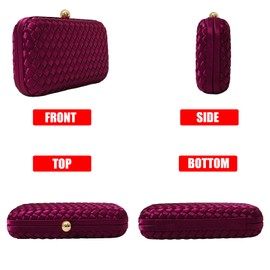 HUANG ZHUANG Handmade Woven Fabric Clutch Purse for Women Artificial Silk Crossbody handbag Banquet Dress Evening Bags(Wine red)