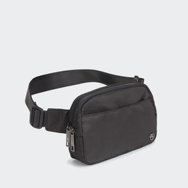 Pander Fanny Pack Crossbody Bags for Women Trendy, 5 Zipper Pockets Purse Fanny Packs with Card Slots (Black Polyester, One Size)