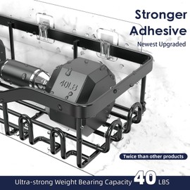 NESOMI Shower Caddy Adhesive Shower Organizer 7-Pack, Rustproof Stainless Steel Bathroom Shelves, Large Capacity No-Drill Rack Storage Accessories with Soap Dish Toothbrush Holder &24 Hooks Home Decor