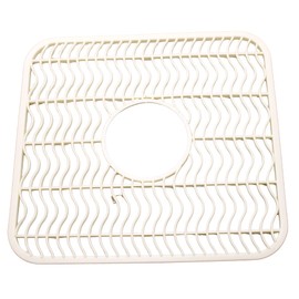 Dependable Industries Inc. Essentials 2 Pack Plastic Sink Protector Mat with Center Drain Cutout Protect Sink and Glasses and Dishes from Scratches and Breaks 12" x 11" Off White (Off White)