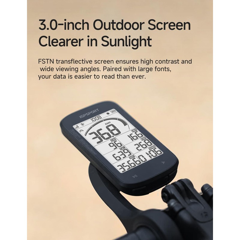 iGPSPORT BSC100MAX GPS Bike Computer, Wireless 3'' Screen Auto Start/Stop