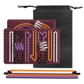 Sensory Activity Board, Double Side Silicone Sensory Mats with 20 Strings, Autism Sensory Toys Products for Kids 3+ Adults ADHD, Calm Down Toy White Elephant Gifts for Christmas Birthday(Dark Red)