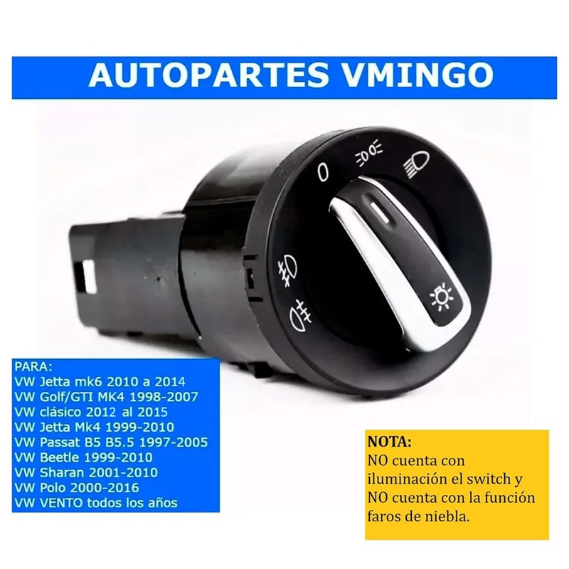 Interruptor de Faro Luz Perilla Switch Boton Push On-Off para