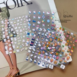 [Overseas] Tanning Kitty Nail Summer Vacation Style Girl Hot Girl Nail Black Leather Kt Cat Beach Mermaid Ears Free Size/ 639 (leaflet) 4ea