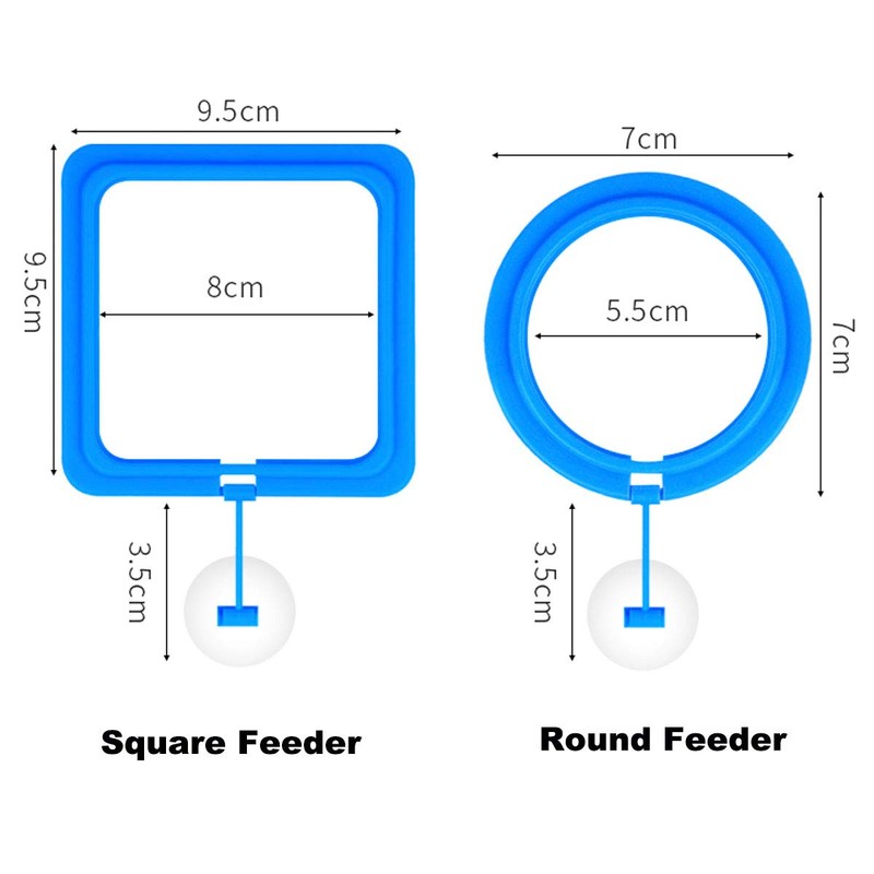 Ailindany 2PCS Fish Feeding Ring Round and Square Floating Food