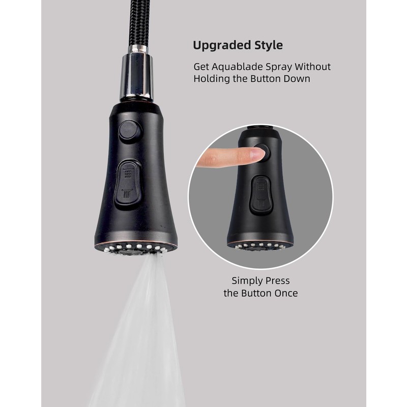 Hibbent Pull Down Kitchen Faucet Head Replacement, 3-Function Kitchen Sink