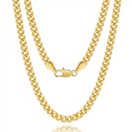 PPRLIFE Gold Necklace for Women 4.3mm Wide 14K Gold Cuban Link Chain Necklaces for Men Dual-Gender Non Tarnish Necklaces Men's Necklace Chain 16-30 Inches (20in)