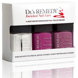 Dr’s Remedy 3 Pack Nail Polish Kit, BRILLIANT Berry Trio, Non Toxic and Organic All Natural Enriched Nail Strengthener - TOTAL Two-in-One Glaze/BRAVE Berry/MINDFUL Mulberry