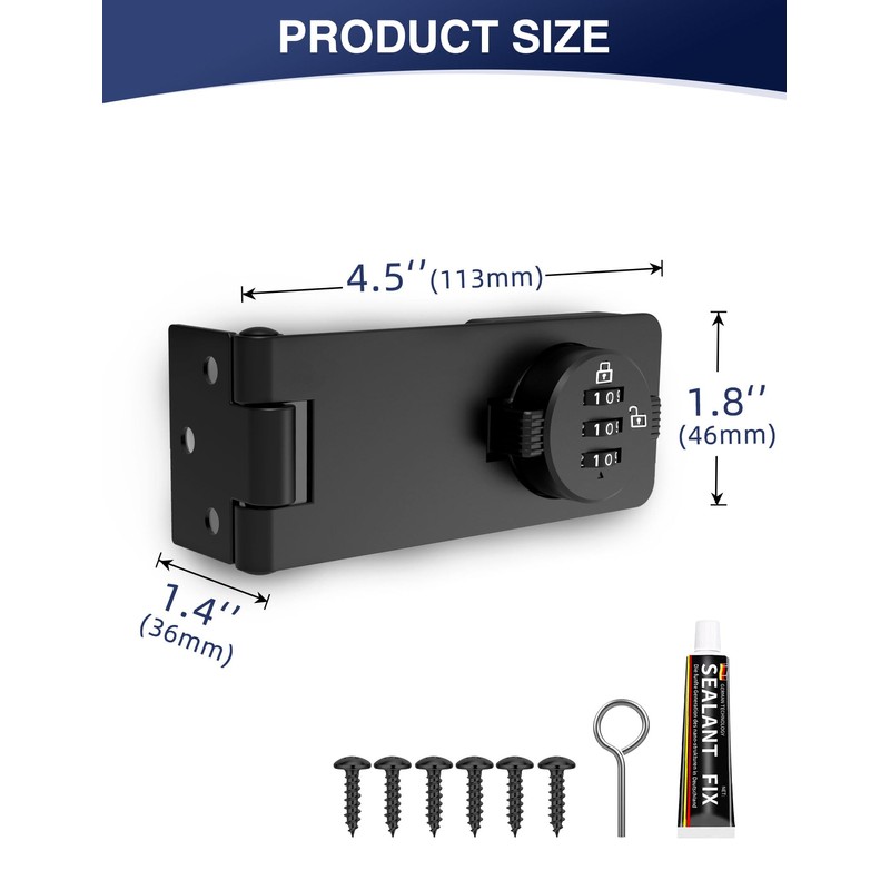I-EASYDWW Keyless Cabinet Combination Lock, 3-Digit Password Twist Knob Hasp