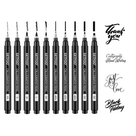 GETFOO Calligraphy Pen Set – 10 Size Hand Lettering Pens for Beginners, calligraphy markers Brush Pens for Art Drawing, Sketching, Scrapbooking, Journaling, Signing