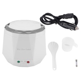 24V 1.6L Multifunctional Electric Rice Cooker, Mini Travel Food Steamer, Portable Meal Heater Food Warmer for Both Home And Trucks To Cook Rice Porridge Nutritious Eggs Warm Dishes (White)