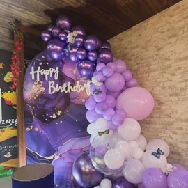 Balloons Purple Pink White Pack of 60 12 Inch Purple Pink White Latex Balloons Metallic Purple Balloons with Confetti Party Balloons for Birthday Wedding Baby Shower Decoration