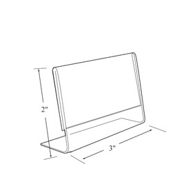 Azar Displays 112742 Horizontal Slanted, L-Shape 3-Inch Width by 2-Inch Height Acrylic Sign Holder, 10-Piece Set